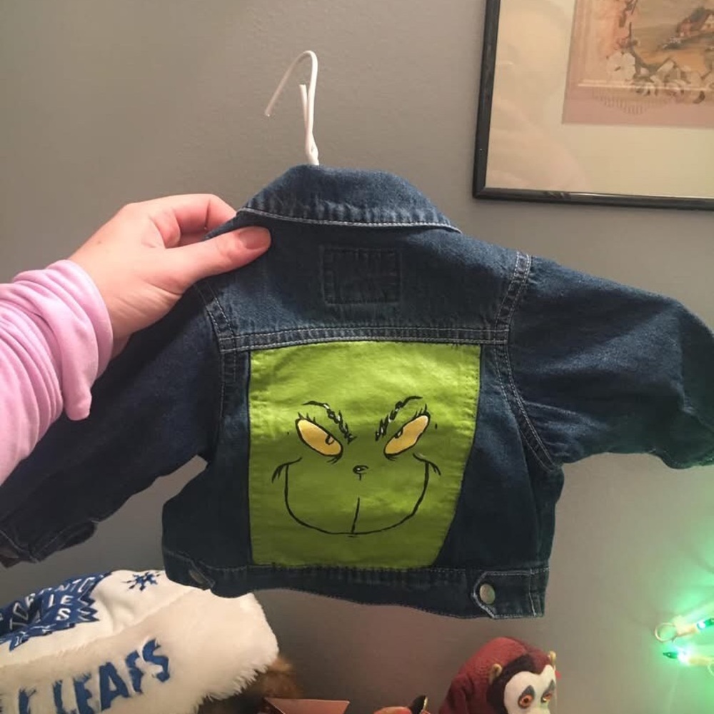 Hand painted jean jacket-newborn